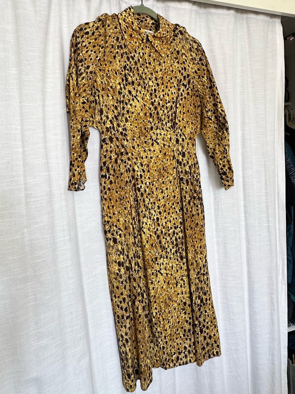 COS Yellow and Black Painted Print Long Sleeve Midi Dress